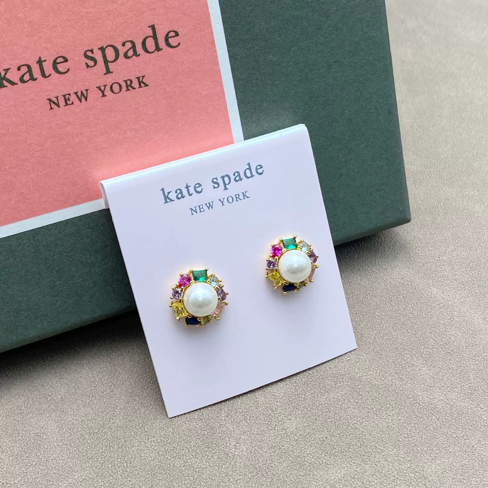kate spade Vintage Floral Pearl Studs Gold Plated Silver Post
